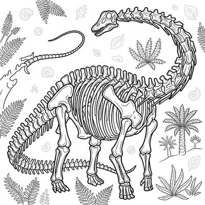 Delve into the prehistoric world with this fascinating Diplodocus skeleton coloring page. Perfect for dinosaur enthusiasts, this design offers an engaging journey through ancient times.