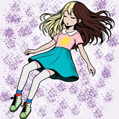 realistic girl floating