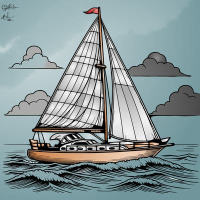 a sailboat sailing in the ocean, realistic style