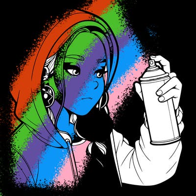 a realistic girl, spray painting