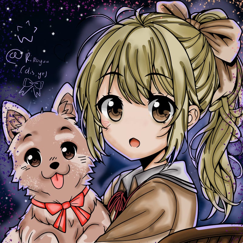 anime girl with dog