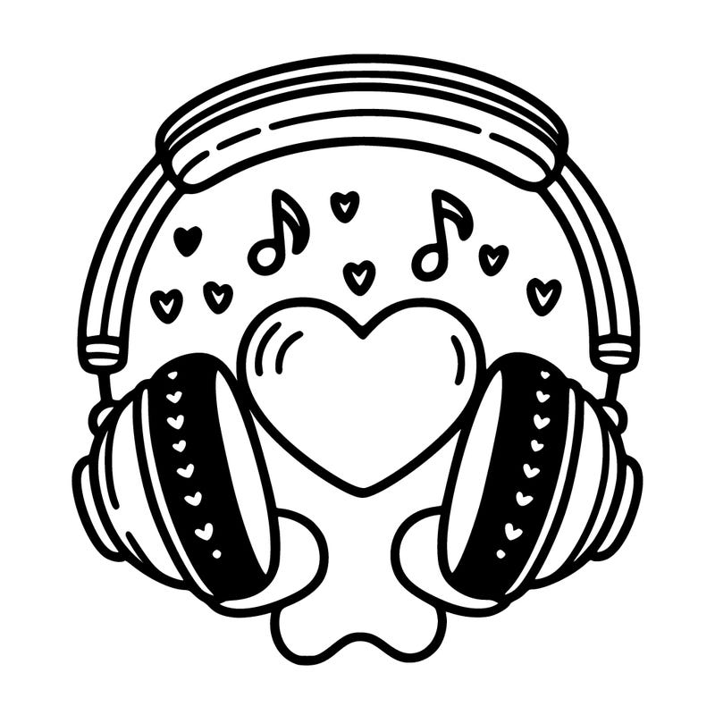 music headphones with a heart