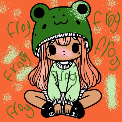 a girl wearing a frog hat and some frog socks