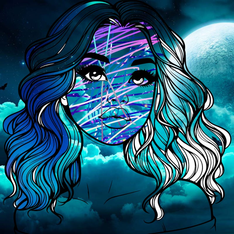 realistic girl with wavy hair and lips