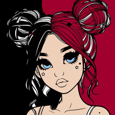 realistic girl with space buns