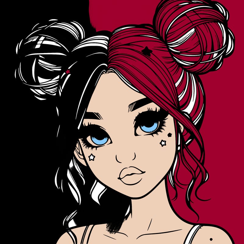 realistic girl with space buns