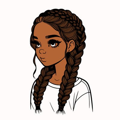 realistic girl with braids