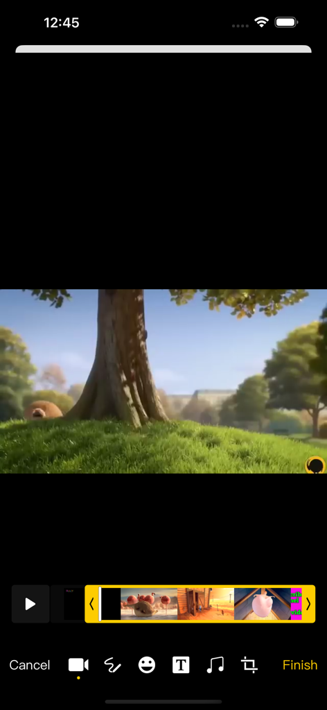 GPS Map Camera, Timestamp - Video editing interface of the GPS Map Camera app showing a timeline and editing tools