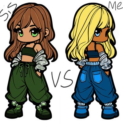 girl in crop top and baggy pants