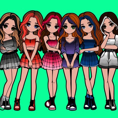 a group of girls realistic