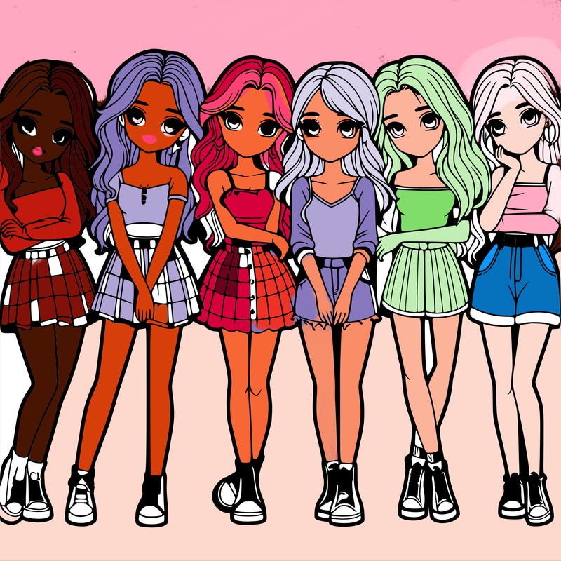 a group of girls realistic