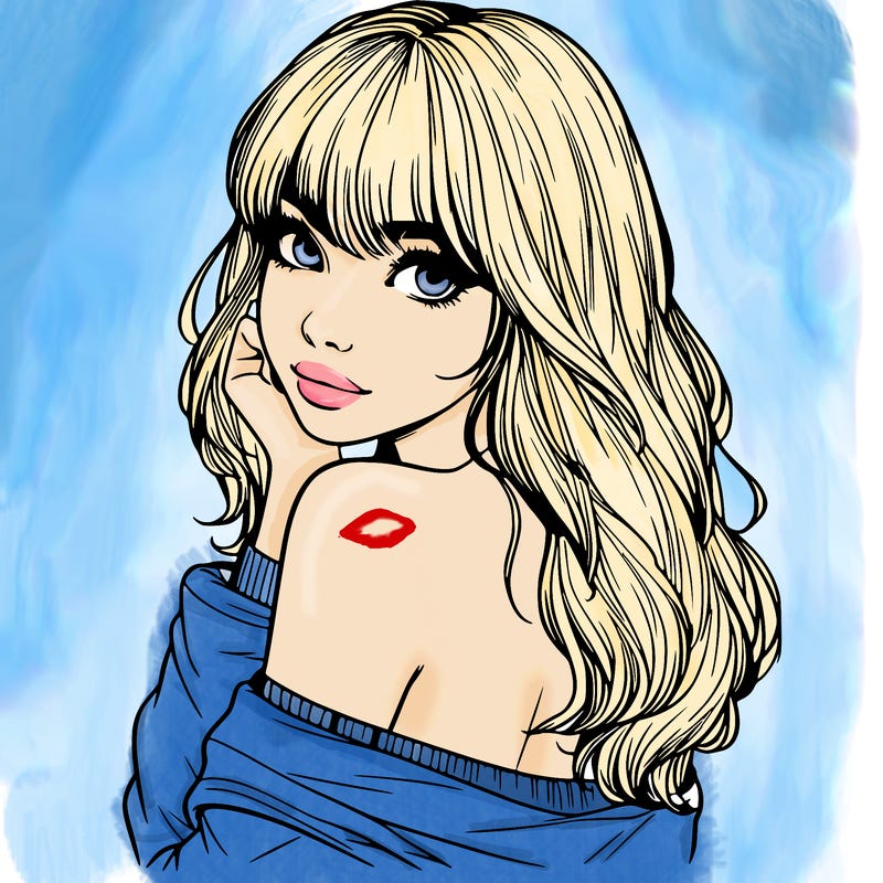 realistic girl with bangs looking over her shoulder