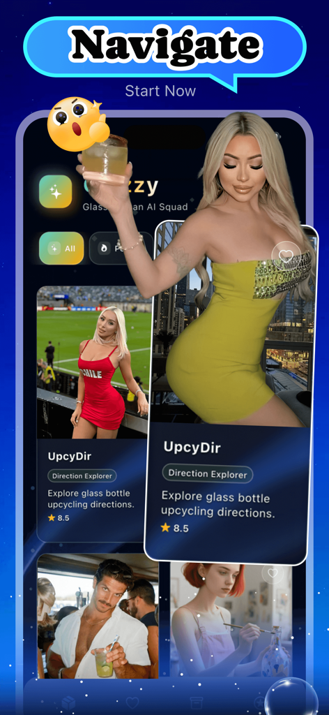 Gzzx - Gzzx app navigation screen showing upcycling directions and AI-driven craft projects