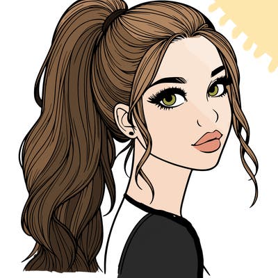realistic pretty girl with high pony tail
