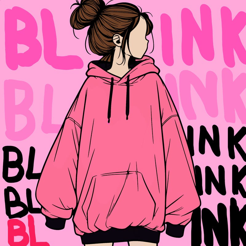 realistic girl with a oversized sweatshirt on and a bun