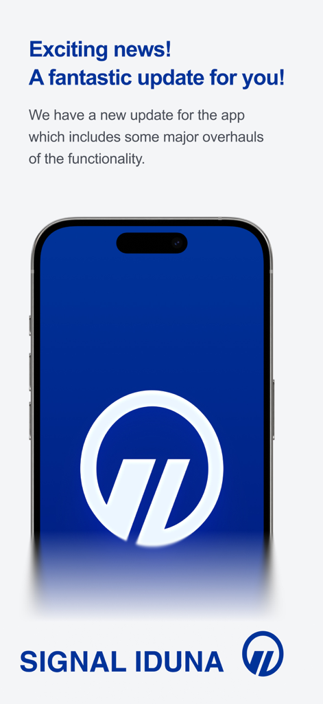 Signal Care Assistant - Annuncio di aggiornamento dell'app Signal Care Assistant con il logo Signal Iduna