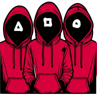 3 faceless people in  hoodies