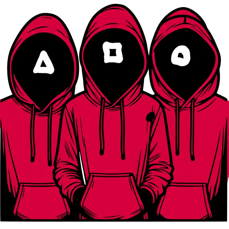 3 faceless people in  hoodies