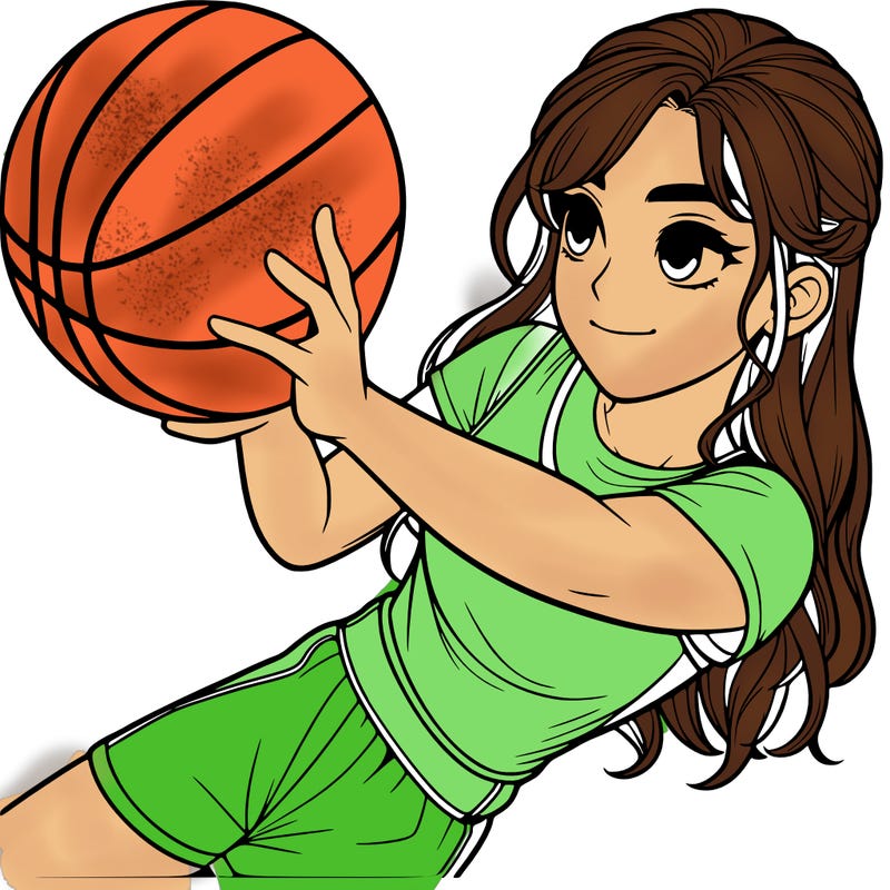 realistic girl playing basketball