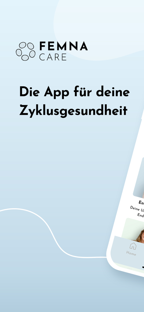 FEMNA Care - Introductory screen for the FEMNA Care cycle health mobile application