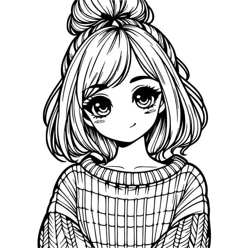realistic girl with really cute sweater