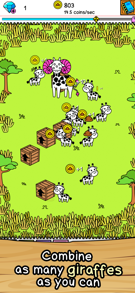 Giraffe Evolution - Giraffen und Mutationen im Doodle-Stil im Handyspiel Giraffe Evolution