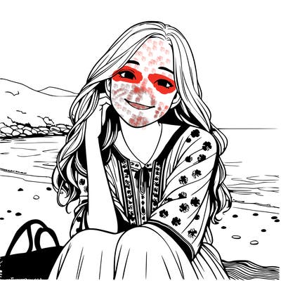 realistic girl at the beach