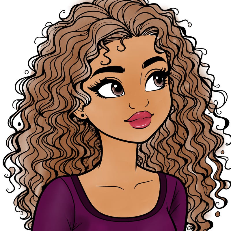 realistic girl with curly hair