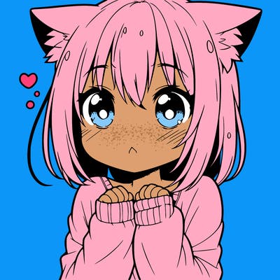 shy anime catgirl
