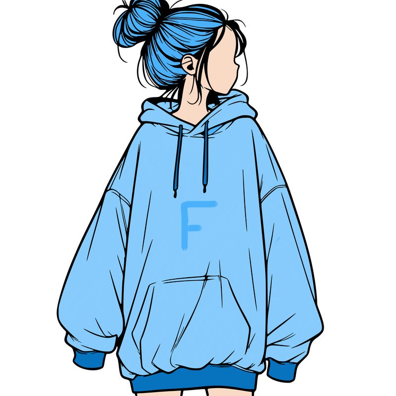 realistic girl with a oversized sweatshirt on and a bun