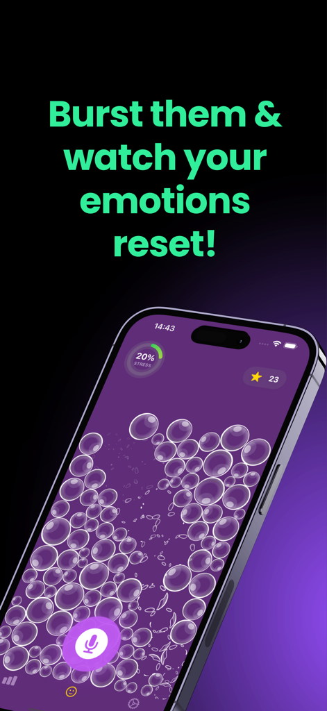 Scream Therapy - Scream Therapy app screen featuring bubble bursting for stress relief and emotional reset