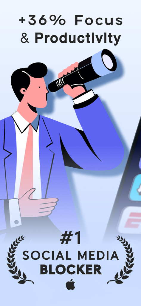 Opal PRO Social Media Blocker promotional screen showing a 36 percent increase in focus and productivity