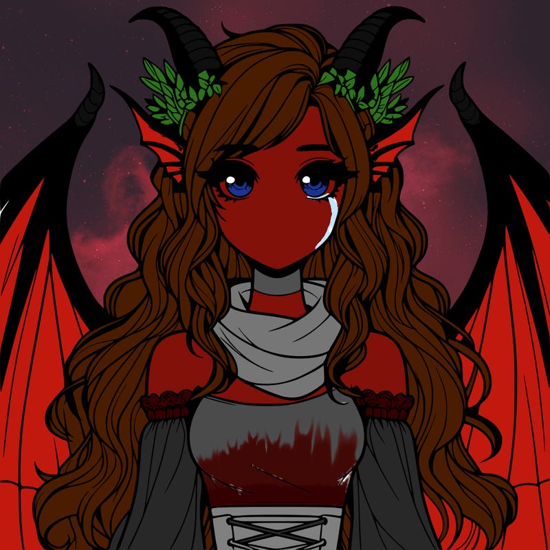 realistic girl with dragon wings horns and a tail