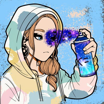 a realistic girl, spray painting