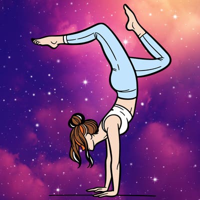 a woman doing a handstand