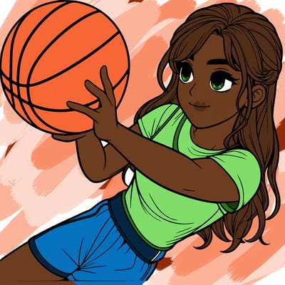 realistic girl playing basketball