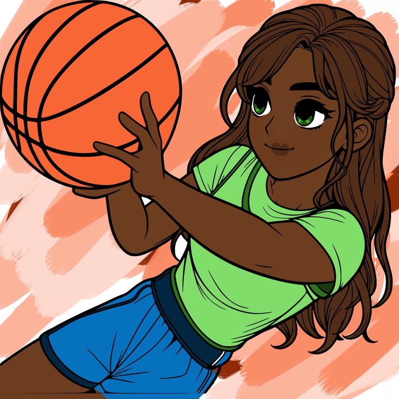 realistic girl playing basketball