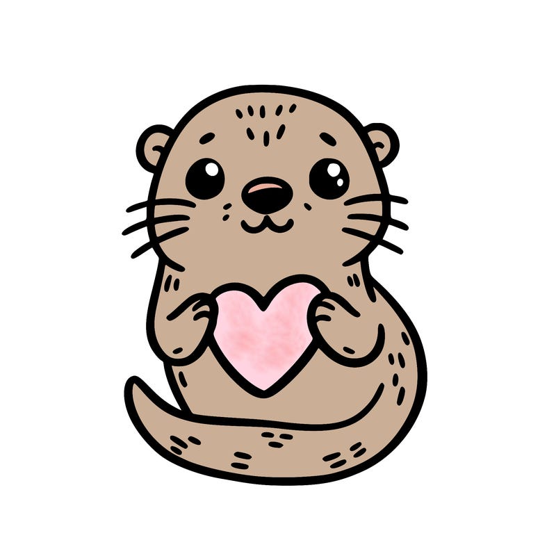 otter with a heart