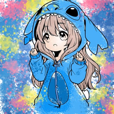 anime girl in a stitch onsie