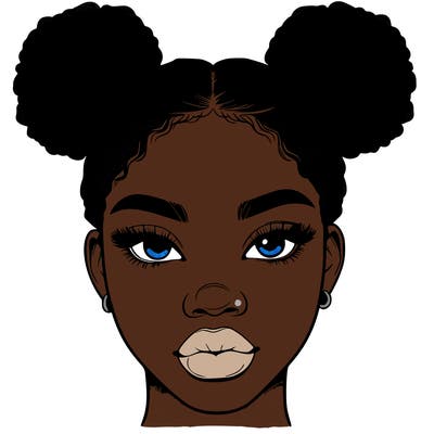 realistic black woman with two buns
