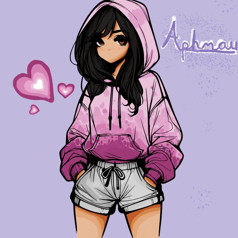 realistic girl in shorts and hoodie