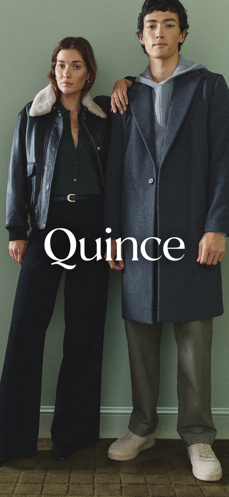 Quince - A man and woman wearing high quality minimalist apparel from Quince.