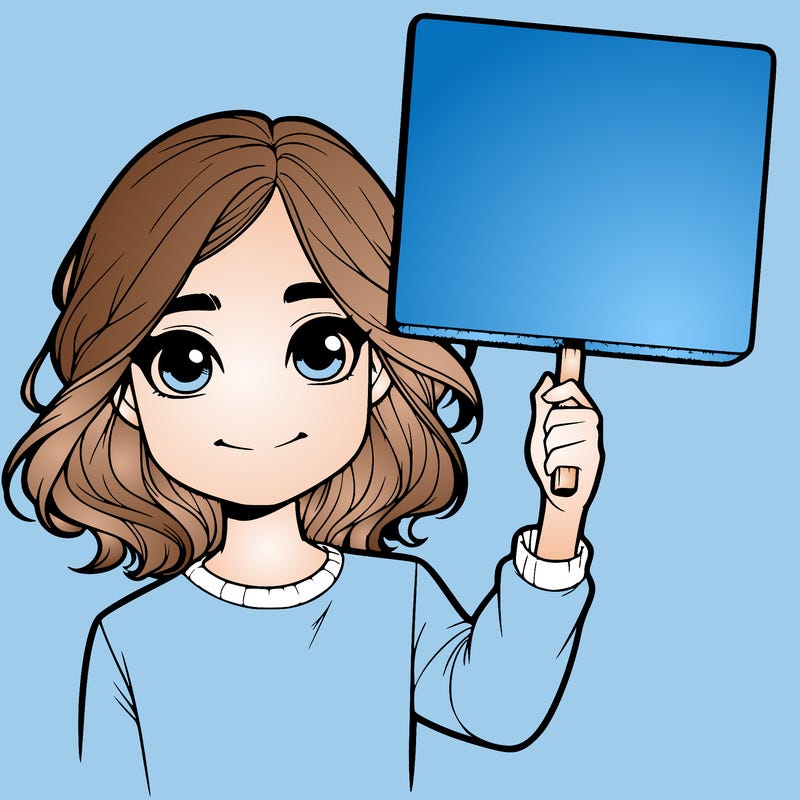 realistic girl holding up a sign