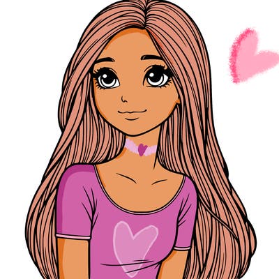 realistic girl with long hair