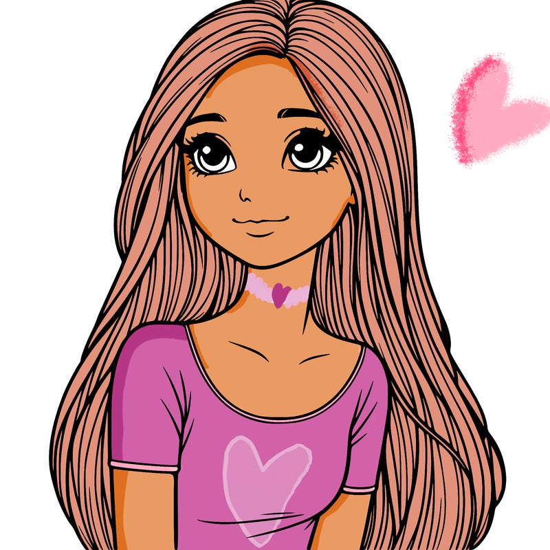 realistic girl with long hair