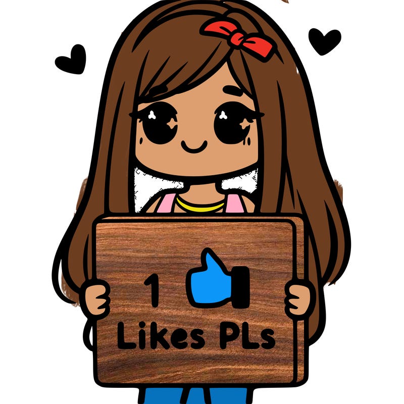 girl holding a sign saying 10 likes pls