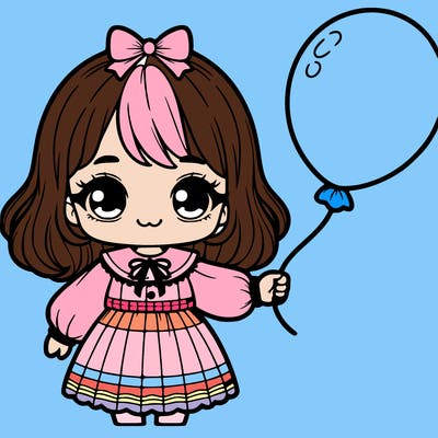 cute preppy little girl white ballon