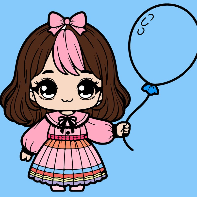 cute preppy little girl white ballon