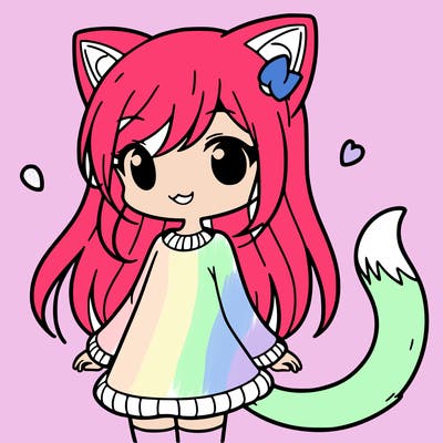 girl with cat ears and tail