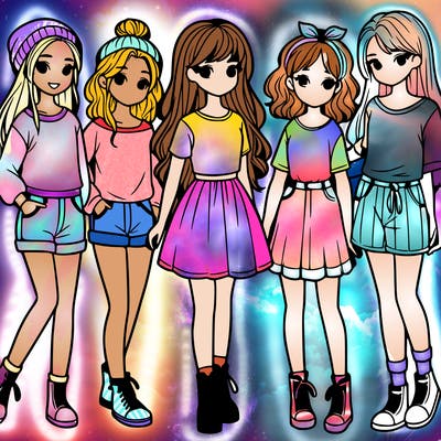 a group of five girls